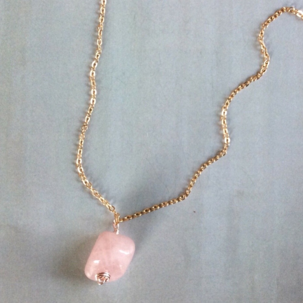Beryl Morganite gold plated necklace handcrafted